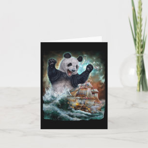 Monster Giant Panda As Kraken Attack A War Ship At Card