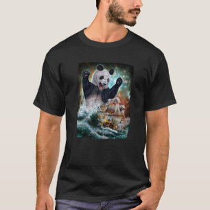 Monster Giant Panda As Kraken Attack A War Ship At T-Shirt