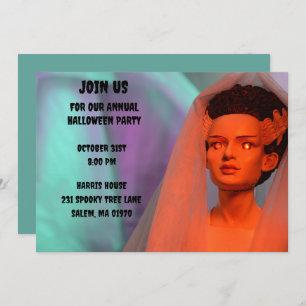 Monster Green and Red Bride of Frankenstein  Invitation