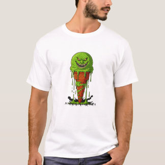 Monster Green Ice Cream Cone Scary Dripping Horror T-Shirt