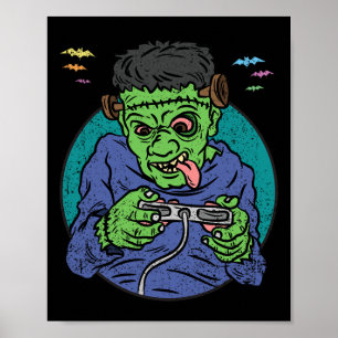 Monster Halloween Costume Gaming Video-game Contro Poster