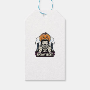 Monster Halloween Shirt with Pumpkin Moon Engravin Gift Tags