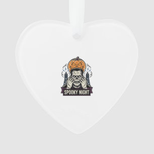 Monster Halloween Shirt with Pumpkin Moon Engravin Ornament
