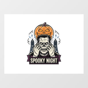 Monster Halloween Shirt with Pumpkin Moon Engravin Window Cling