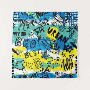 Monster Hand Drawn Kids Pattern Tapestry