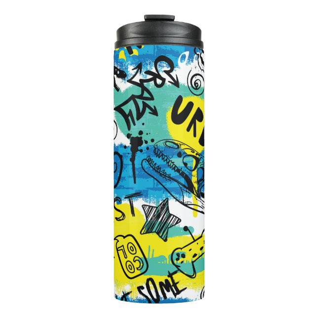Monster Hand Drawn Kids Pattern Thermal Tumbler (Front)