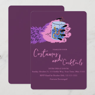 Monster Hand Worm Cocktails and Costumes Halloween Invitation