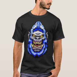 Monster Head: Big Foot Yeti Sasquatch Blue T-Shirt