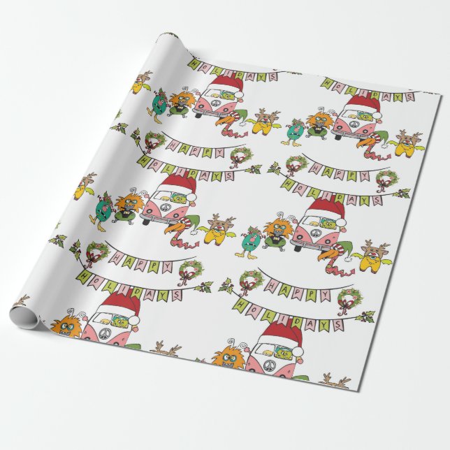 Monster Holiday Cheer Wrapping Paper (Unrolled)