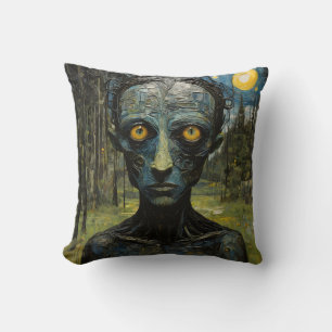 Monster in the forest throw pillow