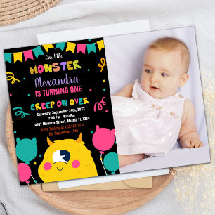 Monster Invitations d'anniversaire Ballons drapeau