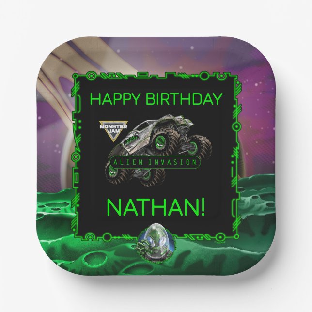 Monster Jam - Alien Invasion Birthday Paper Plate (Front)