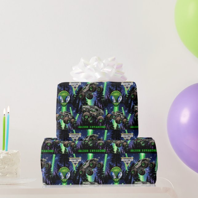 Monster Jam - Alien Invasion Birthday Wrapping Paper (Party Gifts)