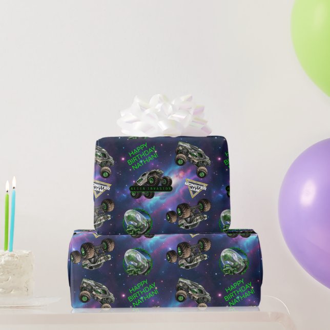 Monster Jam - Alien Invasion Birthday Wrapping Paper (Party Gifts)