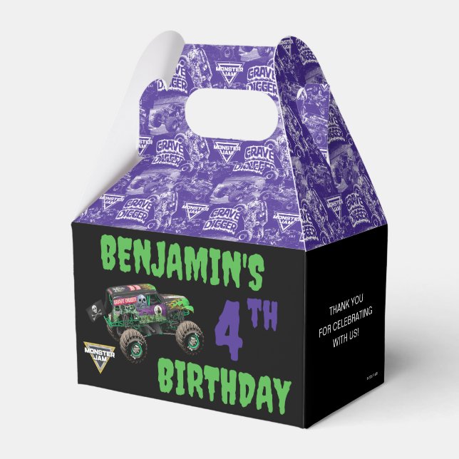 Monster Jam Grave Digger Birthday Favor Box (Front Side)