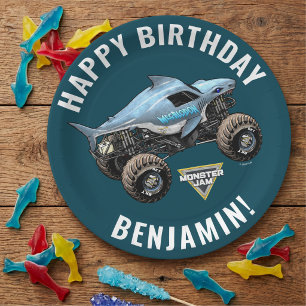 Monster Jam Megalodon Birthday Paper Plate