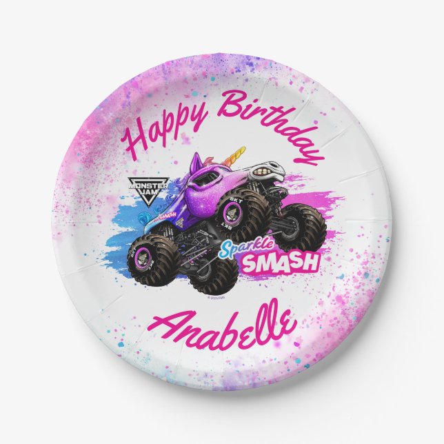 Monster Jam - Sparkle Smash Birthday Paper Plate (Front)