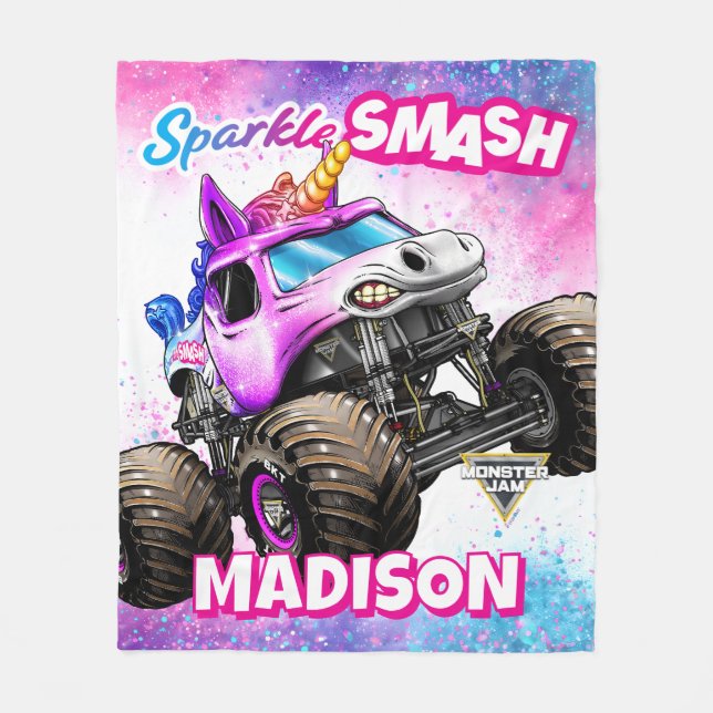 Monster Jam Sparkle Smash - Personalized Fleece Blanket (Front)