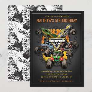 Monster Jam Trucks Birthday Invitation