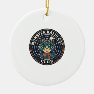 Monster Kaiju Cat Cat Graphic Tee Art - Monster Ka Ceramic Ornament