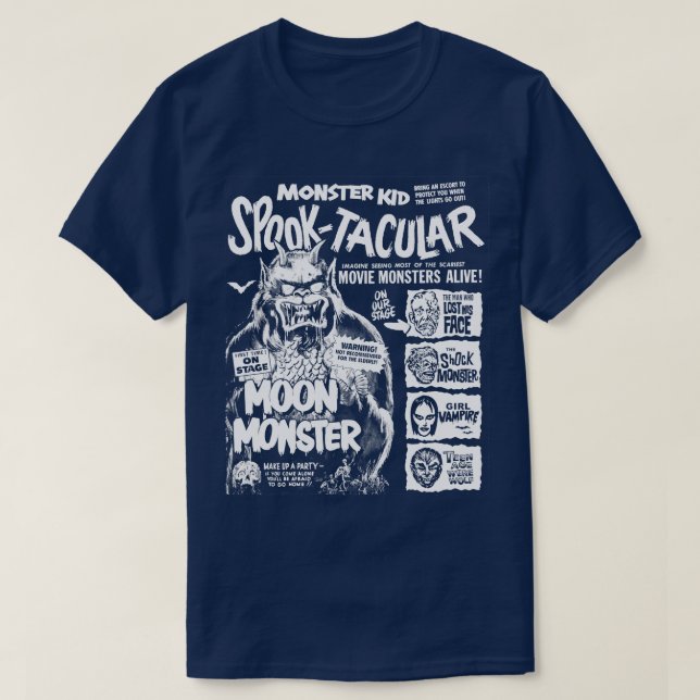 Monster Kid SpookTacular retro spook show design T-Shirt (Design Front)