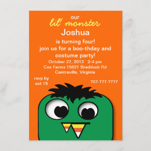 Monster Kids Halloween Birthday Party Invitations