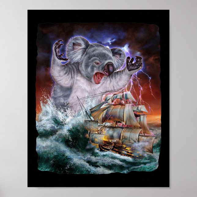 Monster Koala As Kraken Attack A War Ship At High  Poster (Front)