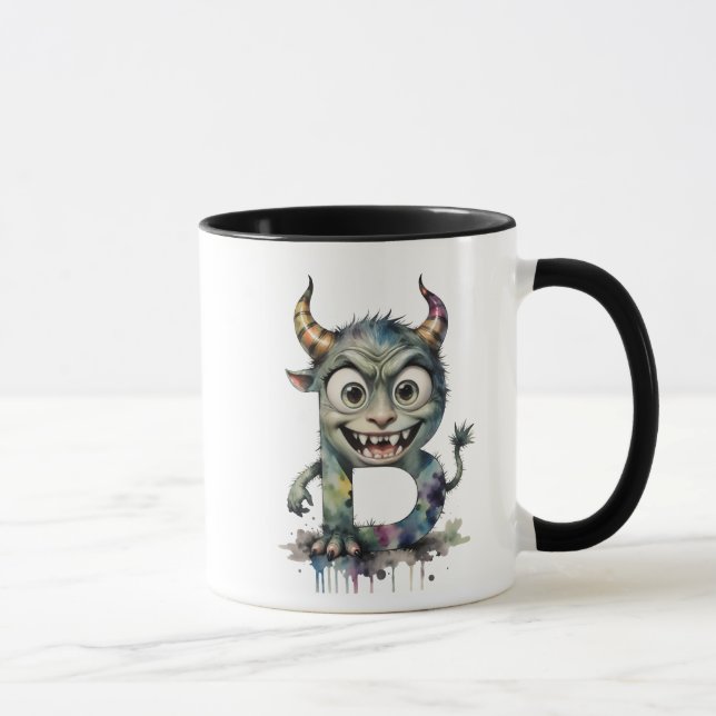 Monster Letter B Mug - Jolie Coupe Alphabet Cartoo (Droite)