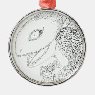 monster lizard cartoon metal ornament