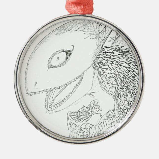 monster lizard cartoon metal ornament (Front)