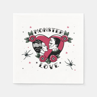 Monster Love Bride of Frankenstein Vintage Tattoo Napkin