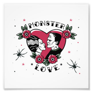Monster Love Bride of Frankenstein Vintage Tattoo Photo Print