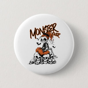 Monster Lover Fun Skeleton Ghoul Cute Vintage Hall 2 Inch Round Button