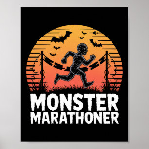 Monster Marathoner Halloween Mummy Runner Poster