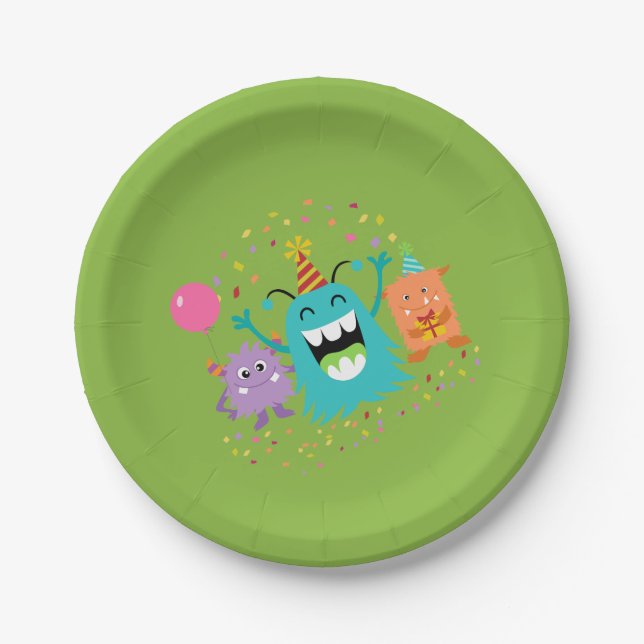 MONSTER MASH BIRTHDAY monster party plates (Front)