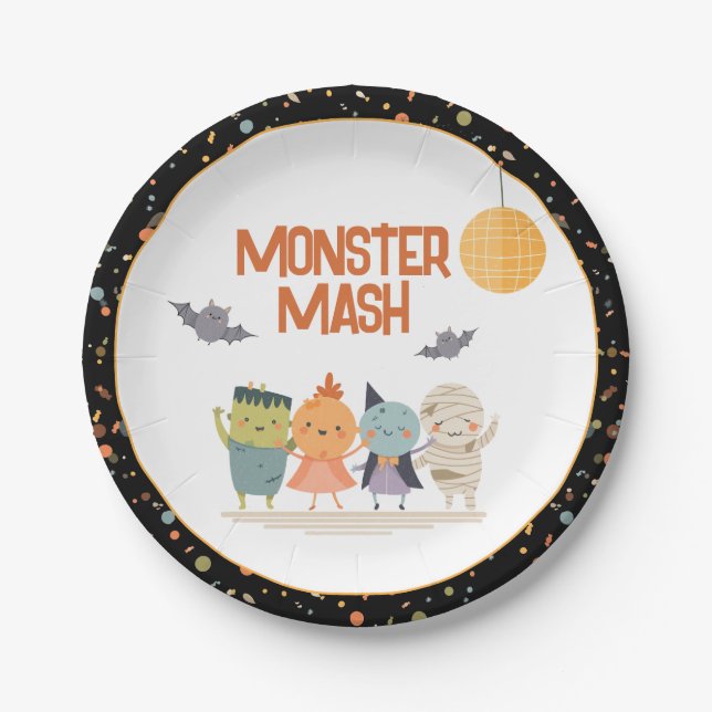Monster Mash Costume Party Kids Halloween Paper Plate (Front)