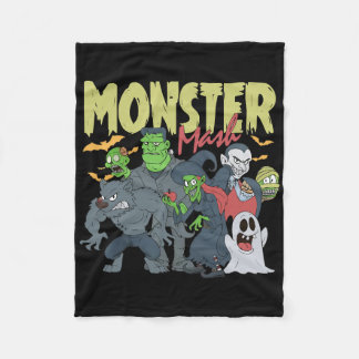 Monster Mash Funny Halloween Spooky Season Trick O Fleece Blanket