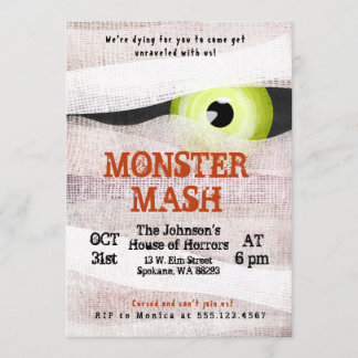 Monster Mash Halloween Bash Mummy Invitation