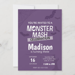 Monster Mash Halloween Invitation d'anniversaire (