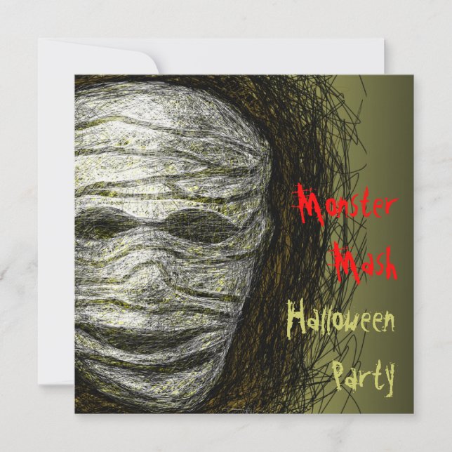 Monster Mash Halloween Party Invitation Maman Head (Devant)