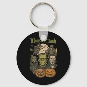 Monster Mash Retro Halloween Funny Monster Spooky Keychain