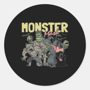 Monster Mash Vintage Ghost Halloween Classic Round Sticker