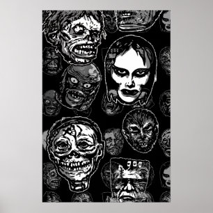 Monster Masks Poster Pop Variant– Retro Horror