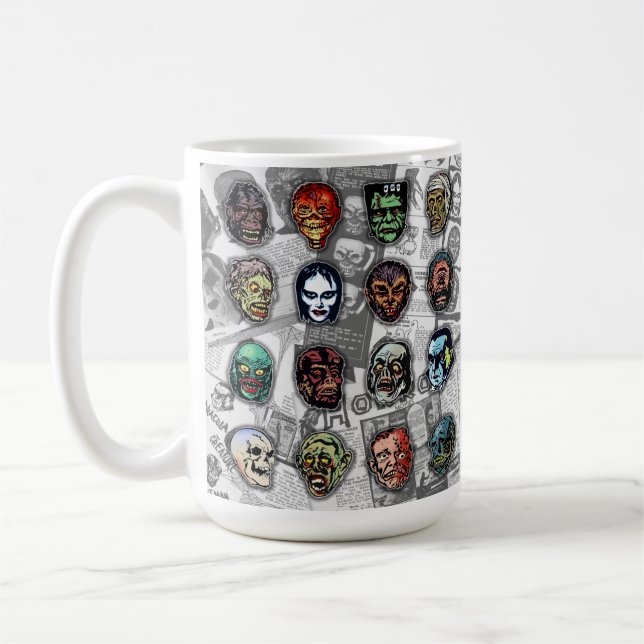 Monster Masks Retro Horror Mug – (White Variant) (Left)