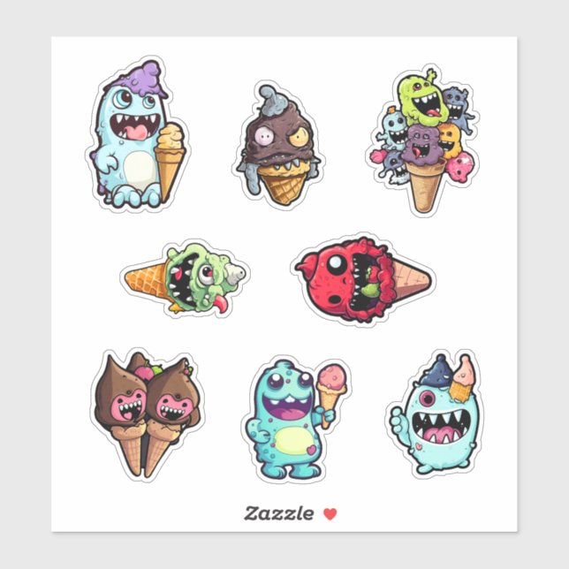 Monster Munchies Stickers Crème de glace pt 3 (Feuille)