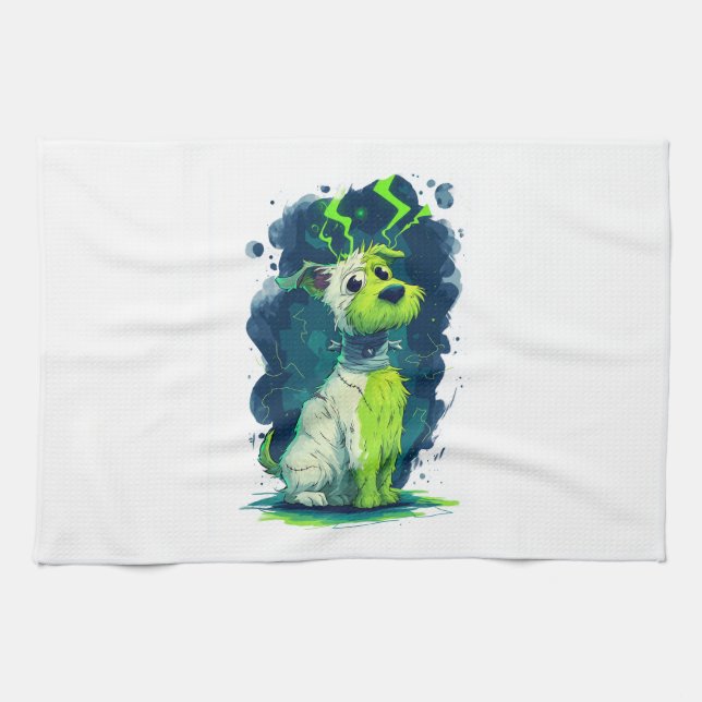 Monster Mutt � Cute Halloween Dog Kitchen Towel (Horizontal)