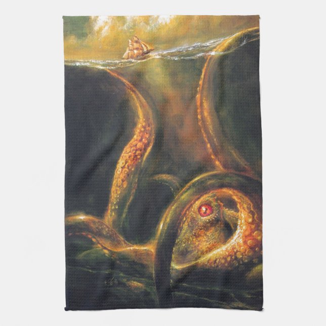 Monster Octopus Kitchen Towel (Vertical)