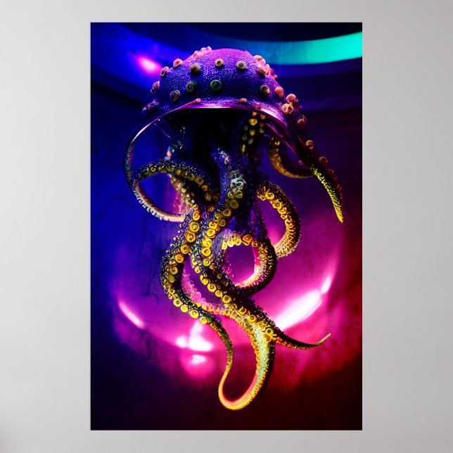 Monster Octopus Poster - Epic Kraken Digital Art (Front)