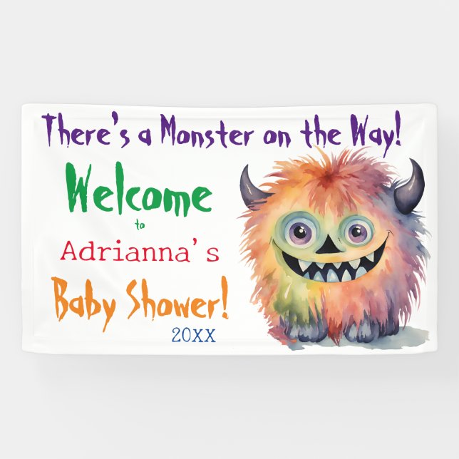 Monster on the Way Baby Shower Banner (Horizontal)