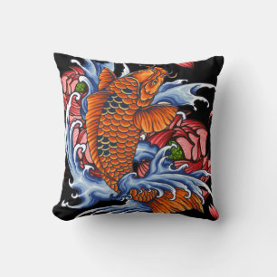 Monster Orange Dragon Fish on  T-Shirt Throw Pillow